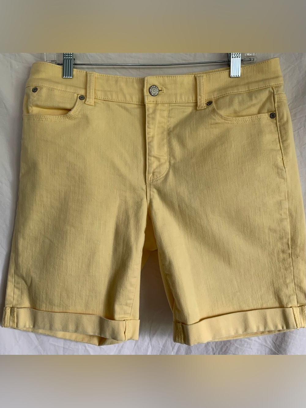 Talbots Boyfriend Sunny Yellow Flawless Five Picket Fold-Cuff Shorts